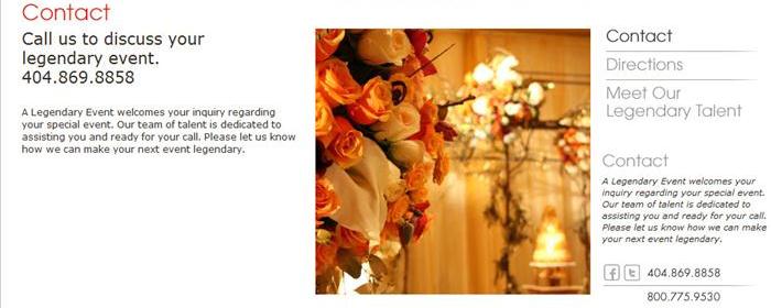 Legendary Events contact page