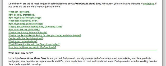Promotions Made Easy product selection page