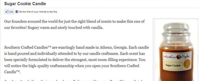 Southern Crafted Candles product detail page