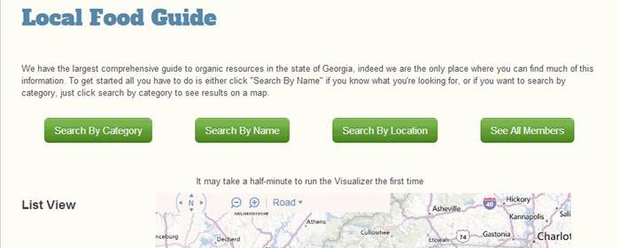 Georgia Organics Local Food Guide homepage