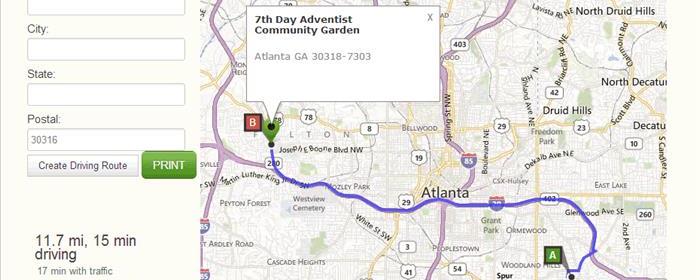 Local Food Guide map view of results